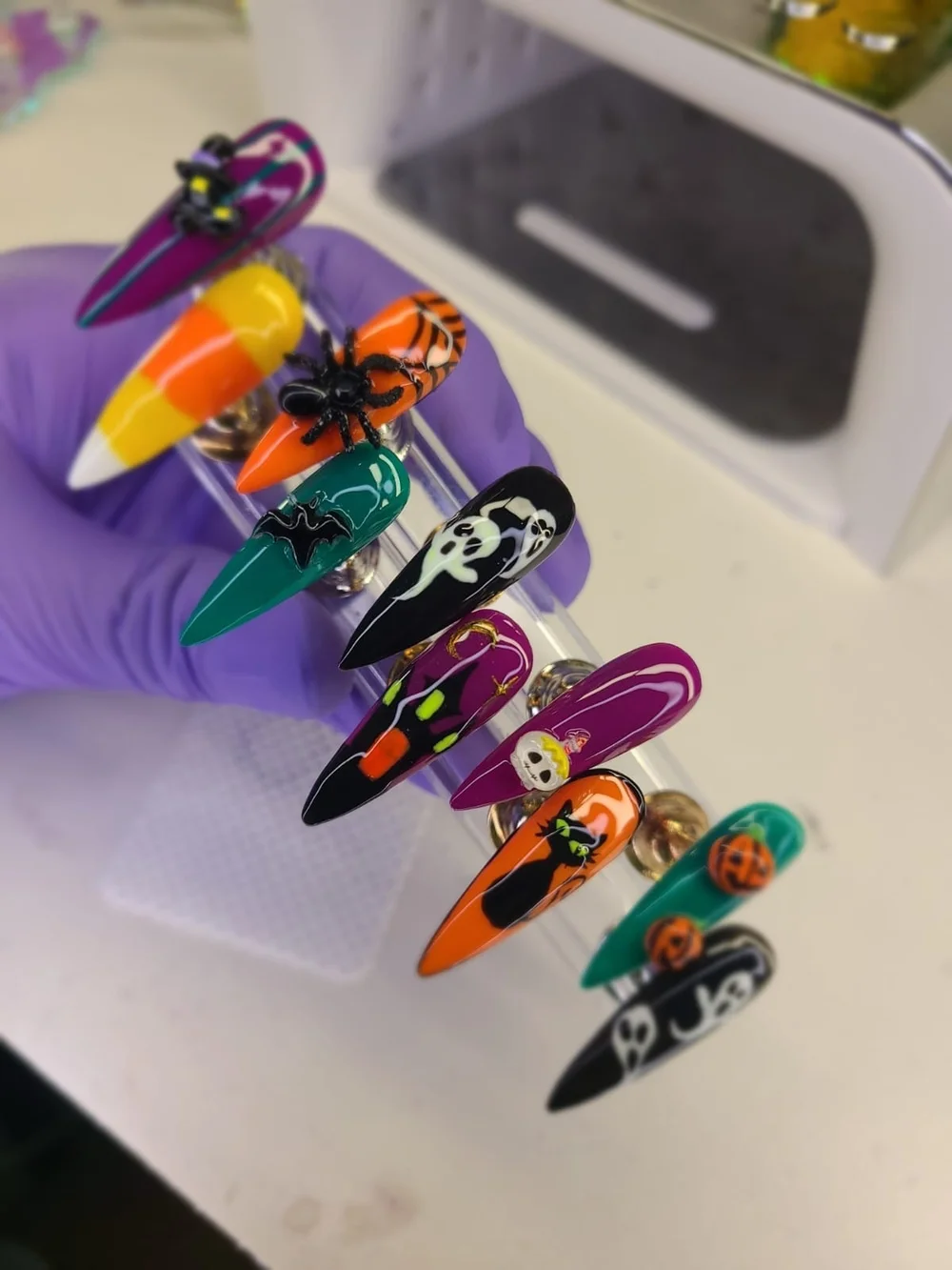 Size(S)-Halloween Nail Art Set - Multi-Color Decorative Press-Ons